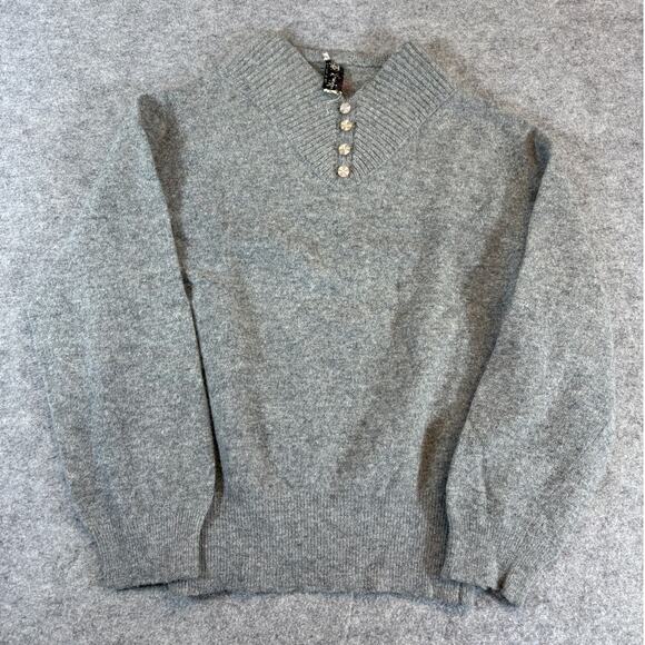 Vintage 70s Ermileur By Canterbury Sweater Mens Small Gray Pullover Fisherman - Picture 1 of 5